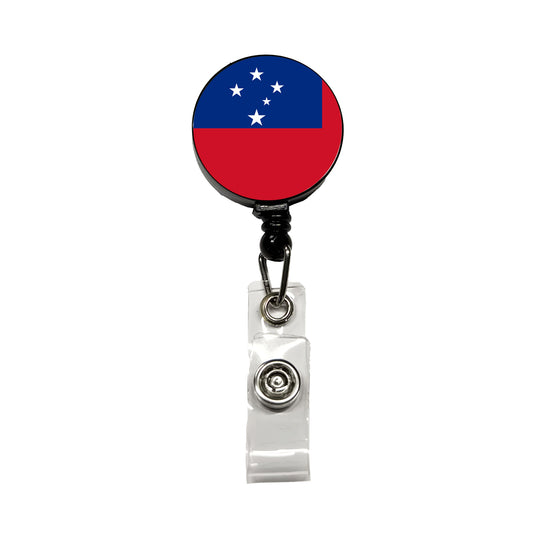 Samoa Country Flag Retractable ID Key Card Name Tag Badge Holder with Clip