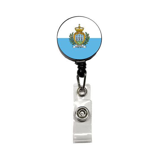 San Marino Country Flag Retractable ID Key Card Name Tag Badge Holder with Clip