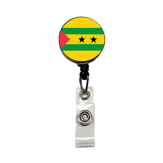 Sao Tome and Principe Country Flag Retractable ID Key Card Name Tag Badge Holder with Clip