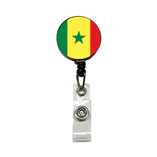 Senegal Country Flag Retractable ID Key Card Name Tag Badge Holder with Clip