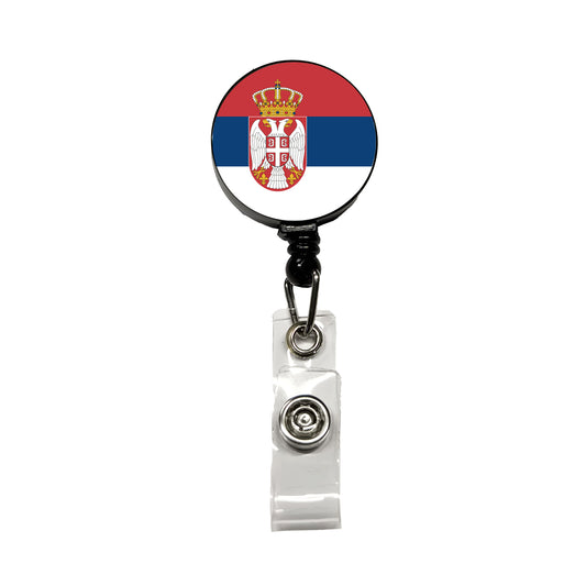 Serbia Country Flag Retractable ID Key Card Name Tag Badge Holder with Clip