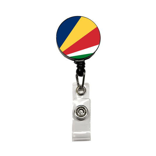 Seychelles Country Flag Retractable ID Key Card Name Tag Badge Holder with Clip