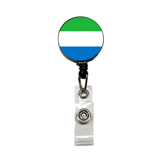 Sierra Leone Country Flag Retractable ID Key Card Name Tag Badge Holder with Clip