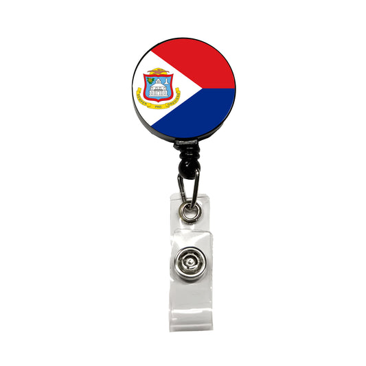 Sint Maarten (Dutch part) Country Flag Retractable ID Key Card Name Tag Badge Holder with Clip