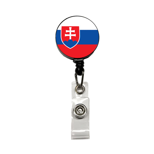 Slovakia Country Flag Retractable ID Key Card Name Tag Badge Holder with Clip