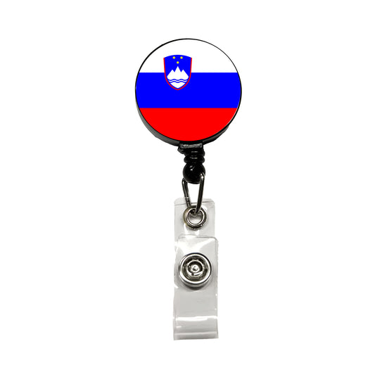 Slovenia Country Flag Retractable ID Key Card Name Tag Badge Holder with Clip