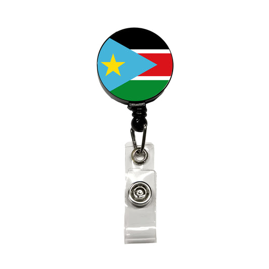 South Sudan Country Flag Retractable ID Key Card Name Tag Badge Holder with Clip