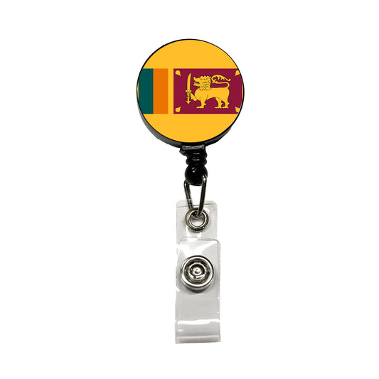 Sri Lanka Country Flag Retractable ID Key Card Name Tag Badge Holder with Clip