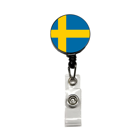 Sweden Country Flag Retractable ID Key Card Name Tag Badge Holder with Clip