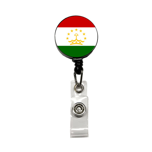 Tajikistan Country Flag Retractable ID Key Card Name Tag Badge Holder with Clip
