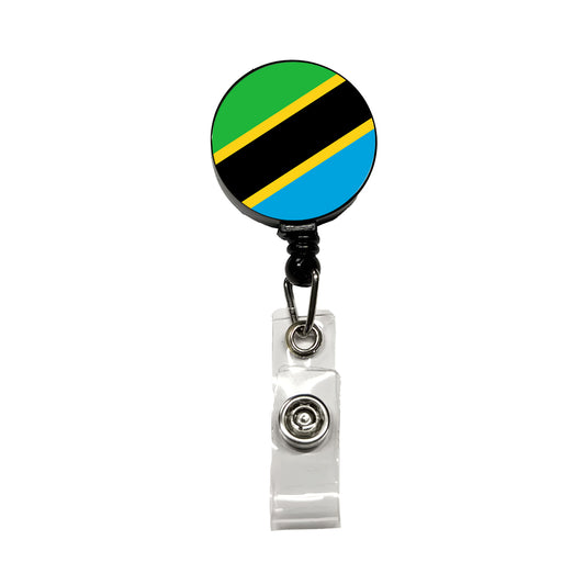 Tanzania, United Republic of Country Flag Retractable ID Key Card Name Tag Badge Holder with Clip