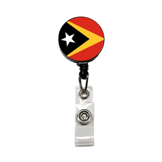 Timor-Leste Country Flag Retractable ID Key Card Name Tag Badge Holder with Clip