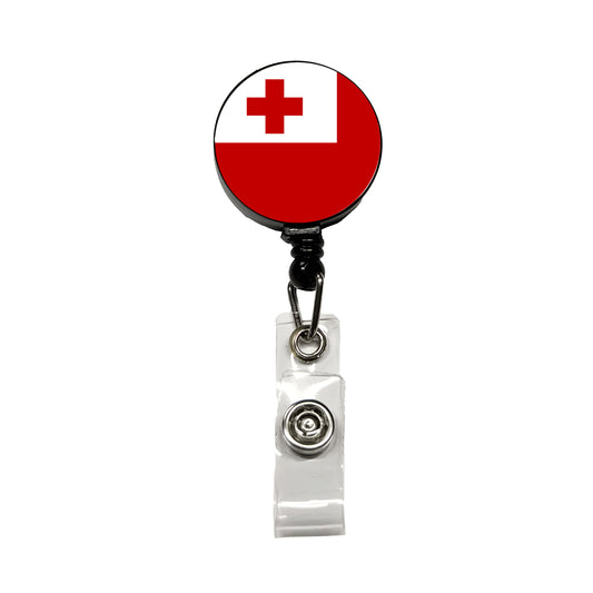 Tonga Country Flag Retractable ID Key Card Name Tag Badge Holder with Clip
