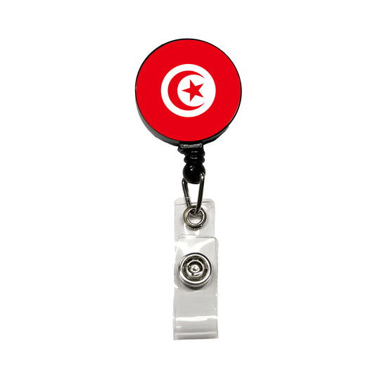 Tunisia Country Flag Retractable ID Key Card Name Tag Badge Holder with Clip