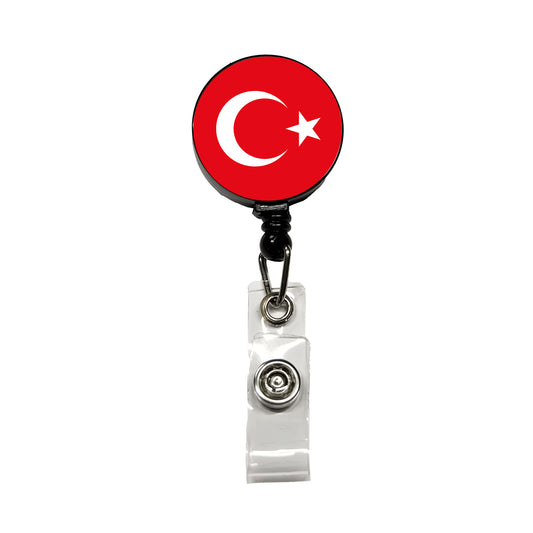 Turkey Country Flag Retractable ID Key Card Name Tag Badge Holder with Clip