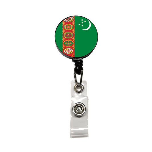Turkmenistan Country Flag Retractable ID Key Card Name Tag Badge Holder with Clip