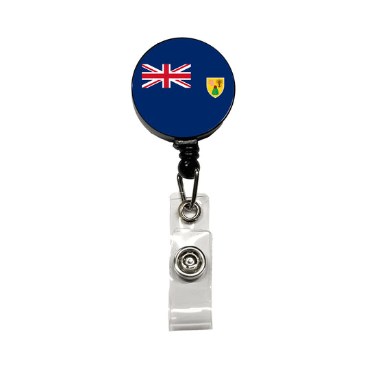 Turks and Caicos Islands Country Flag Retractable ID Key Card Name Tag Badge Holder with Clip