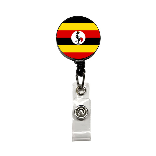 Uganda Country Flag Retractable ID Key Card Name Tag Badge Holder with Clip