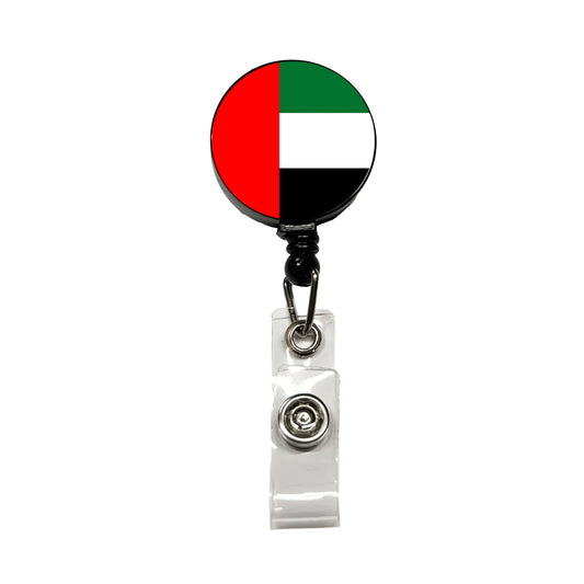 United Arab Emirates Country Flag Retractable ID Key Card Name Tag Badge Holder with Clip