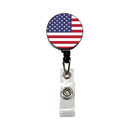 United States of America Country Flag Retractable ID Key Card Name Tag Badge Holder with Clip
