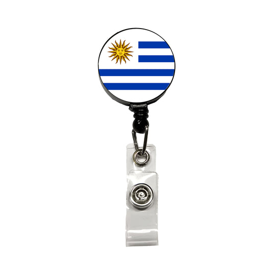 Uruguay Country Flag Retractable ID Key Card Name Tag Badge Holder with Clip