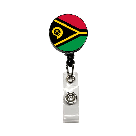 Vanuatu Country Flag Retractable ID Key Card Name Tag Badge Holder with Clip