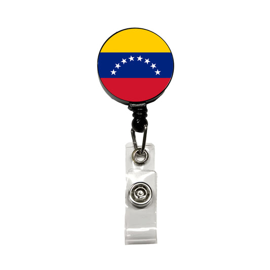 Venezuela Country Flag Retractable ID Key Card Name Tag Badge Holder with Clip