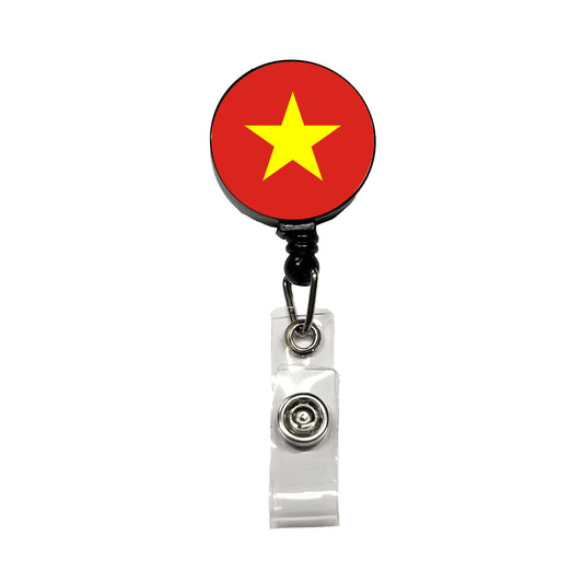 Viet Nam Country Flag Retractable ID Key Card Name Tag Badge Holder with Clip