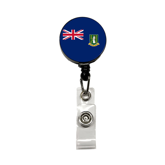 Virgin Islands (British) Country Flag Retractable ID Key Card Name Tag Badge Holder with Clip