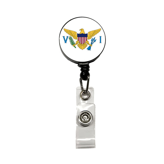 Virgin Islands (U.S.) Country Flag Retractable ID Key Card Name Tag Badge Holder with Clip