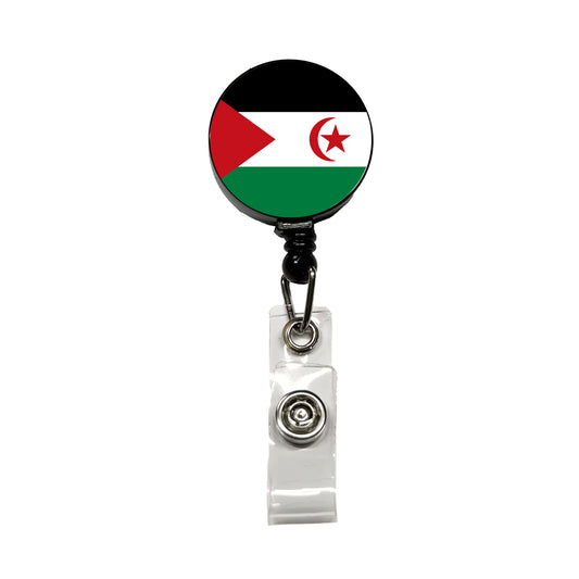 Western Sahara Country Flag Retractable ID Key Card Name Tag Badge Holder with Clip