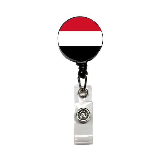 Yemen Country Flag Retractable ID Key Card Name Tag Badge Holder with Clip