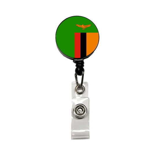 Zambia Country Flag Retractable ID Key Card Name Tag Badge Holder with Clip