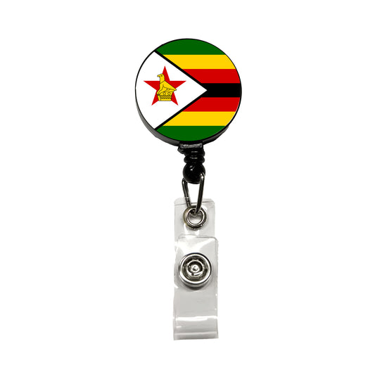 Zimbabwe Country Flag Retractable ID Key Card Name Tag Badge Holder with Clip