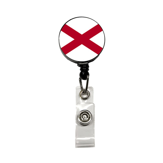 Alabama AL State Flag Retractable ID Key Card Name Tag Badge Holder with Clip