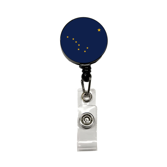 Alaska AK State Flag Retractable ID Key Card Name Tag Badge Holder with Clip