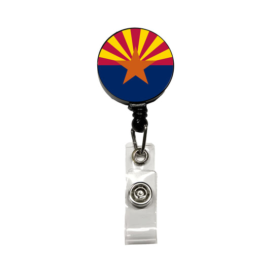 Arizona AZ State Flag Retractable ID Key Card Name Tag Badge Holder with Clip