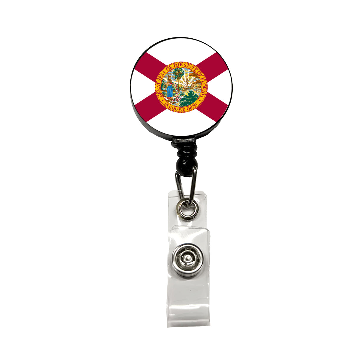 Florida FL State Flag Retractable ID Key Card Name Tag Badge Holder with Clip