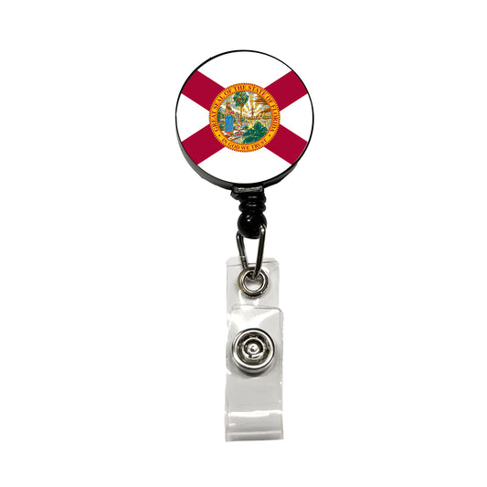Florida FL State Flag Retractable ID Key Card Name Tag Badge Holder with Clip