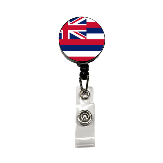 Hawaii HI State Flag Retractable ID Key Card Name Tag Badge Holder with Clip