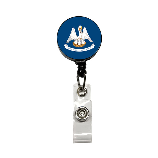 Louisiana LA State Flag Retractable ID Key Card Name Tag Badge Holder with Clip