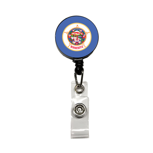 Minnesota MN State Flag Retractable ID Key Card Name Tag Badge Holder with Clip