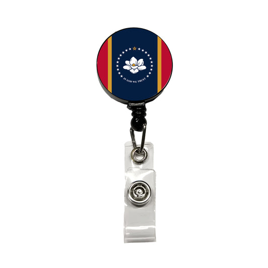 Mississippi MS State Flag Retractable ID Key Card Name Tag Badge Holder with Clip