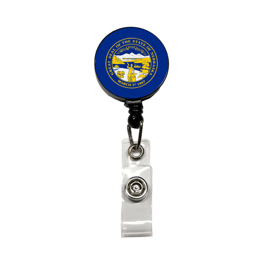 Nebraska NE State Flag Retractable ID Key Card Name Tag Badge Holder with Clip