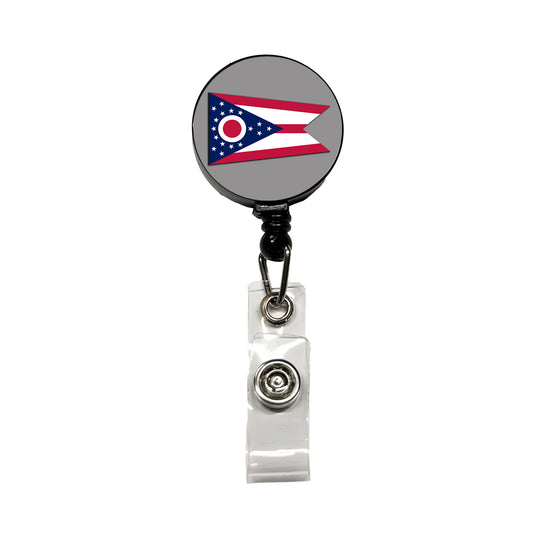 Ohio OH State Flag Retractable ID Key Card Name Tag Badge Holder with Clip