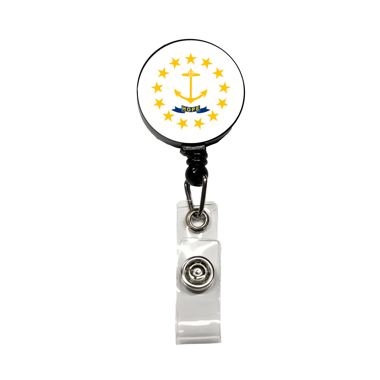 Rhode Island RI State Flag Retractable ID Key Card Name Tag Badge Holder with Clip