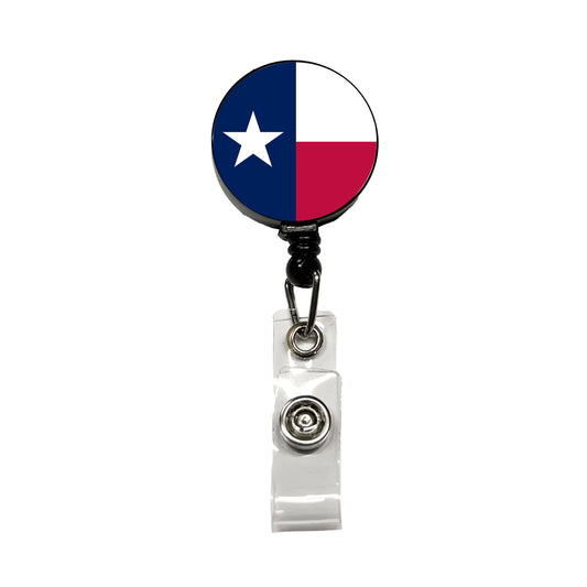 Texas TX State Flag Retractable ID Key Card Name Tag Badge Holder with Clip