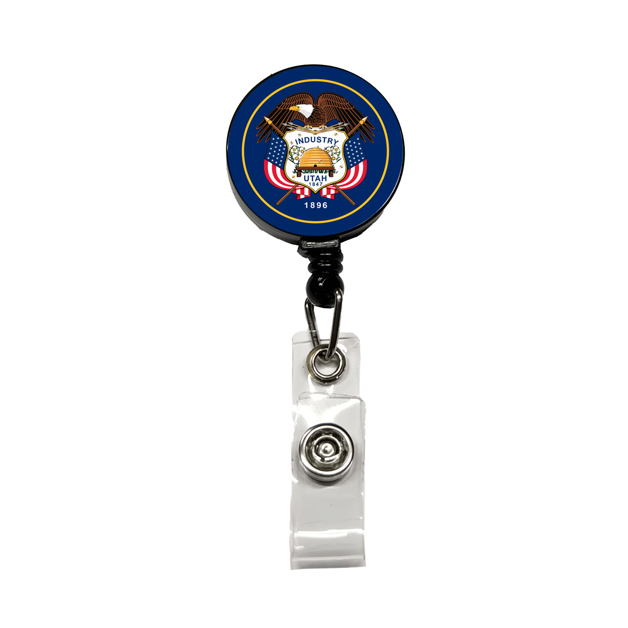 Utah UT State Flag Retractable ID Key Card Name Tag Badge Holder with Clip