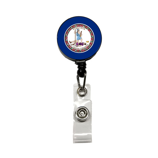 Virginia VA State Flag Retractable ID Key Card Name Tag Badge Holder with Clip