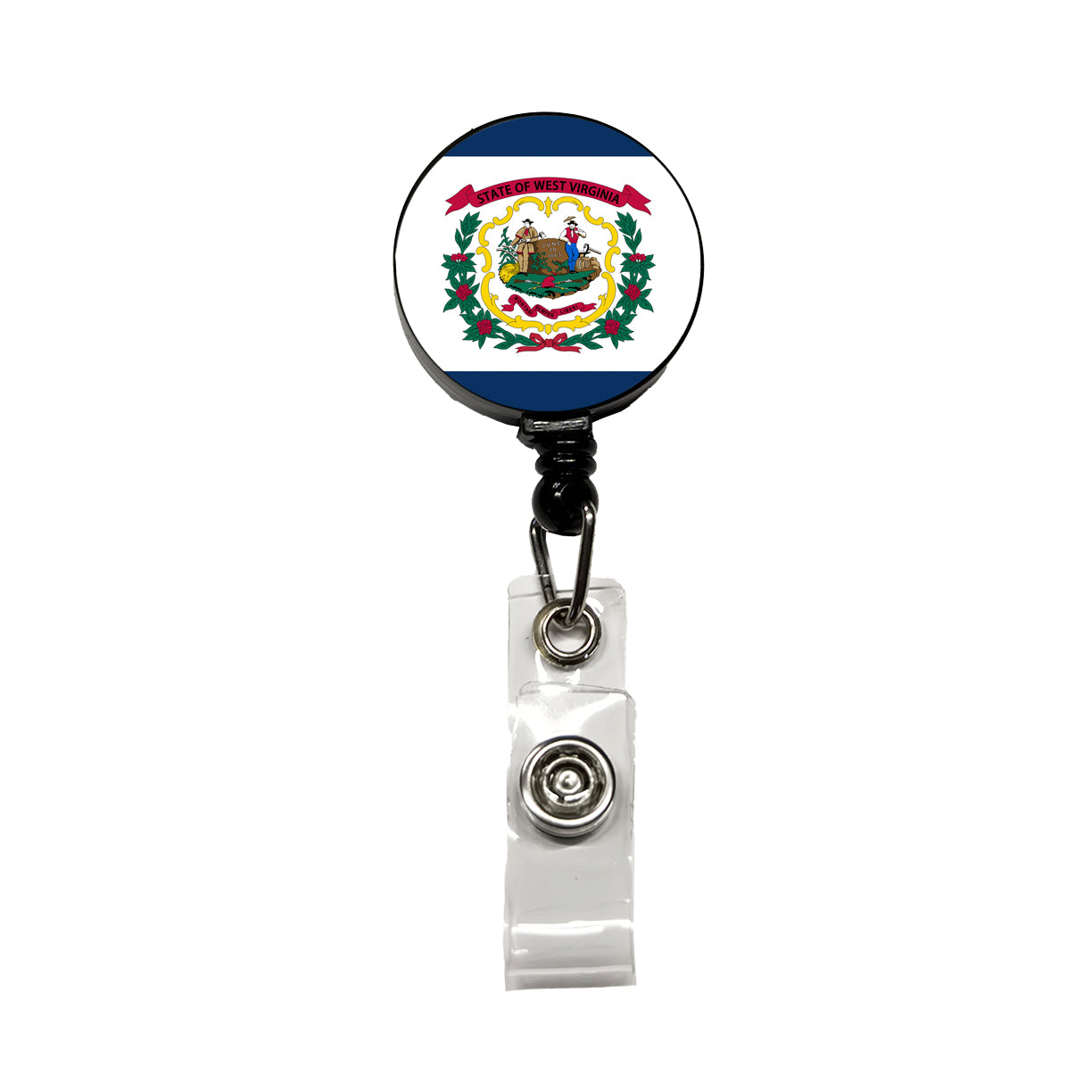 West Virginia WV State Flag Retractable ID Key Card Name Tag Badge Holder with Clip